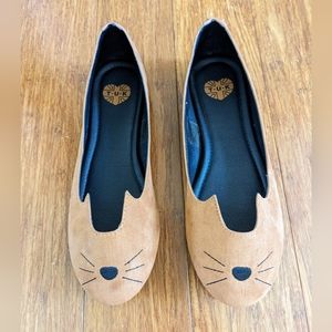 Modcloth T.U.K. kitty ballet flats in cognac